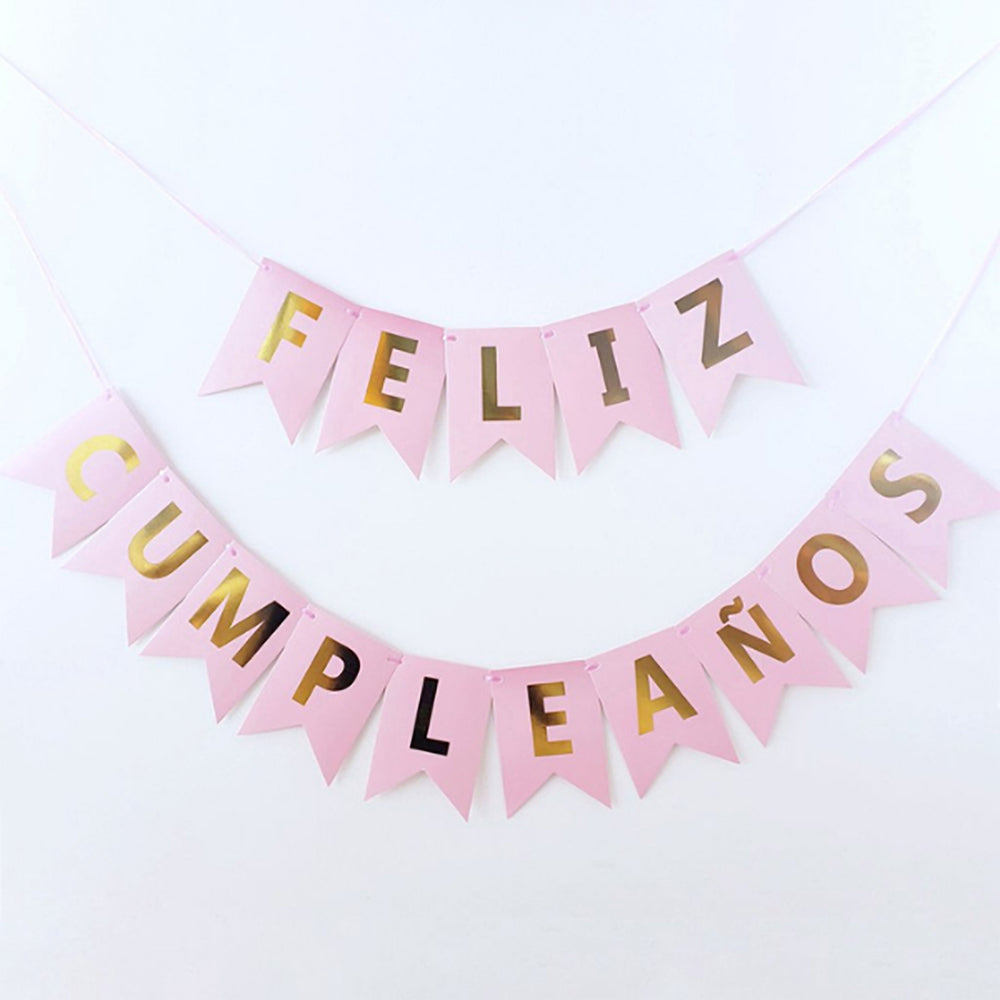Banderola Guirnalda primer cumpleaños Rosa Fiesta Bebe